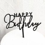 Cake topper Happy Birthday Noir