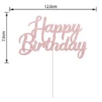 Cake topper Pailleté Happy Birthday Couleur Rose Clair