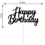 Cake topper Pailleté Happy Birthday Couleur Noire