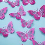 Lot de 12 papillons décoratifs couleur Rose Fushia