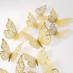 Lot de 12 papillons décoratifs couleur Or #4