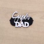 Lot de 3 Cake Charm Super Dad couleur Argentée