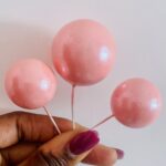 Lot de 10 Ball cake toppers Couleur Nacrée / Rose Clair