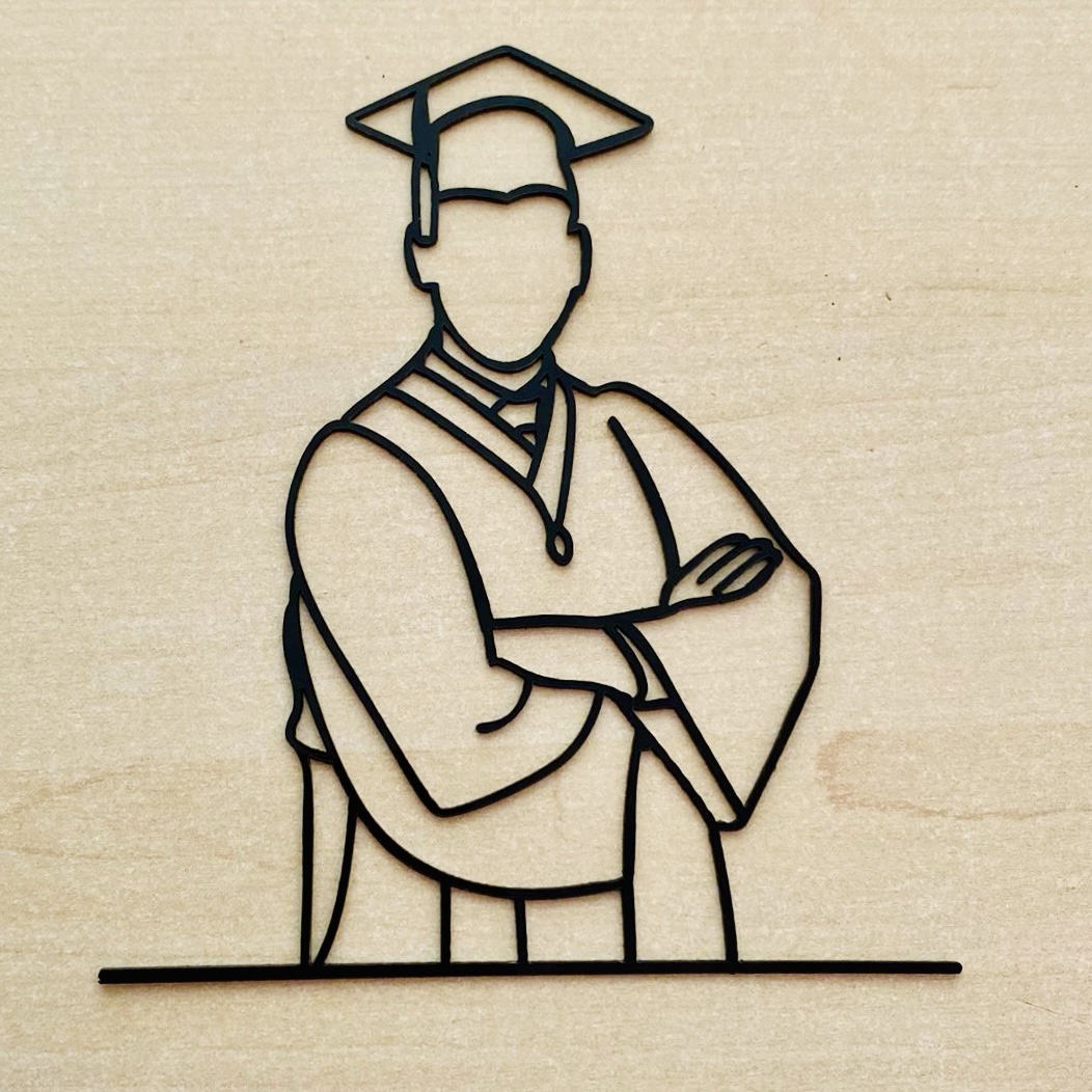 a811f9a6-ca97-40d8-871e-e2e12e4ceb33 Cake topper Graduation Homme Couleur noire – Image 1