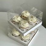 Lot de 5 boîtes à 4 cupcakes couvercle transparent sans ruban