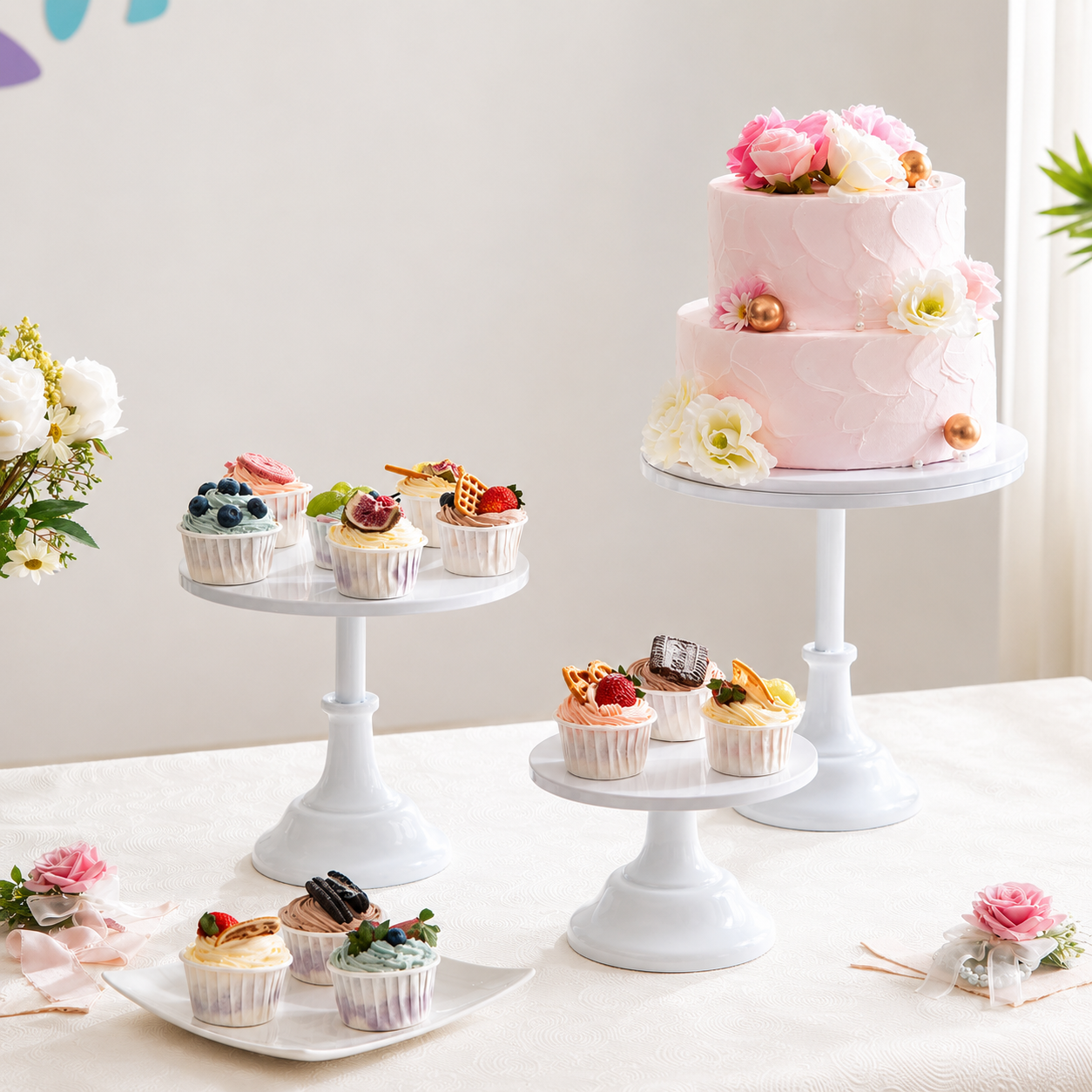 aba3aceb-e247-48f8-aca6-7a6d3fd64327 Presentoir à gâteau en metal Couleur Blanc – Image 1