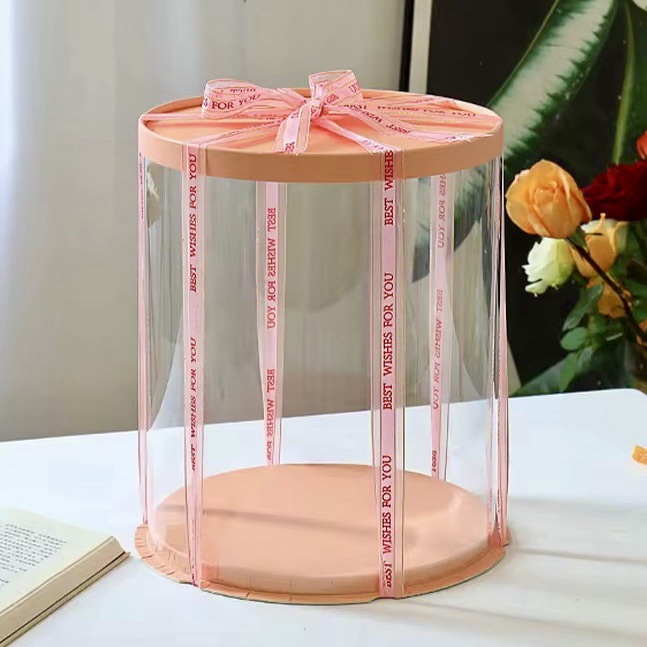 img_0102-2 Boîte à gâteau ronde 22x22x24cm couleur Rose - sans ruban – Image 1